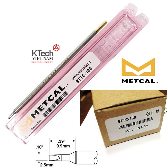 Metcal STTC-136 Cartridge, Chisel, 2.5mm (0.1 In), 30 Deg